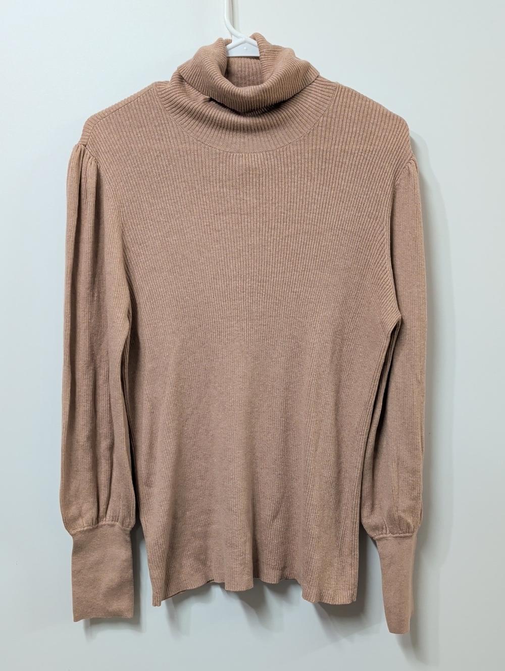 Loft Taupe Rib-Knit Turtleneck Sweater Size Extra Large